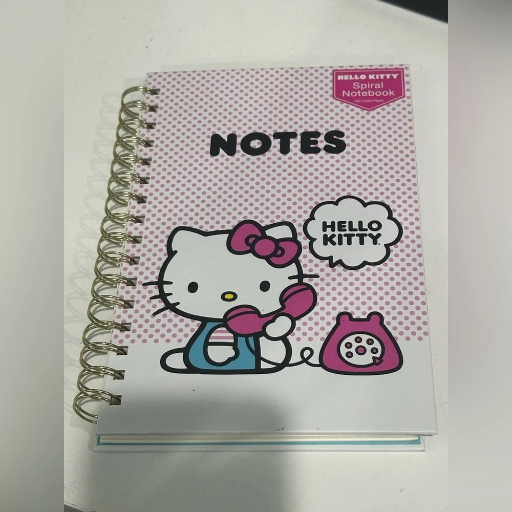 Hello‎ Kitty Spiral Notebook Notes Pink Polka Dot Vintage Style Phone Sanrio